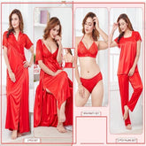 Silk bridal Nightgown Set Stylish n Fancy 6pc Bridal Nighty Set For Women